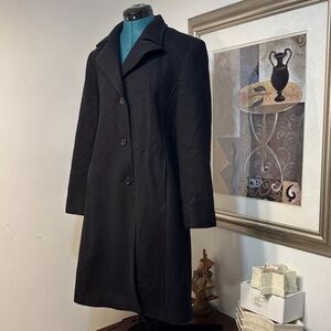 MDP Maria De Pinto Black Lined Wool Blend Overcoat Size 8